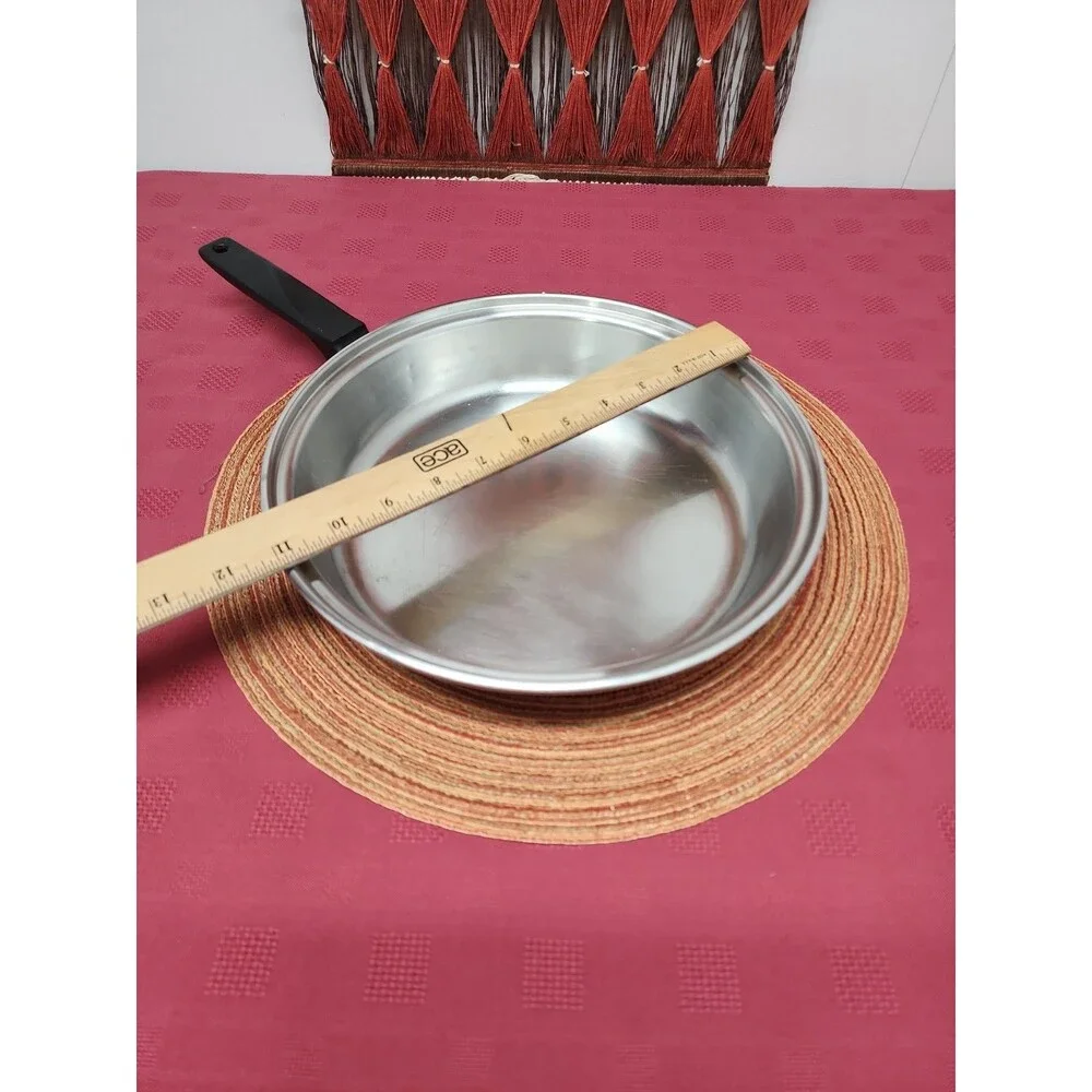 Vintage Ecko Flint Stainless Sterl 11 Inch Frying Pan W Radiant Heat Core 1950s